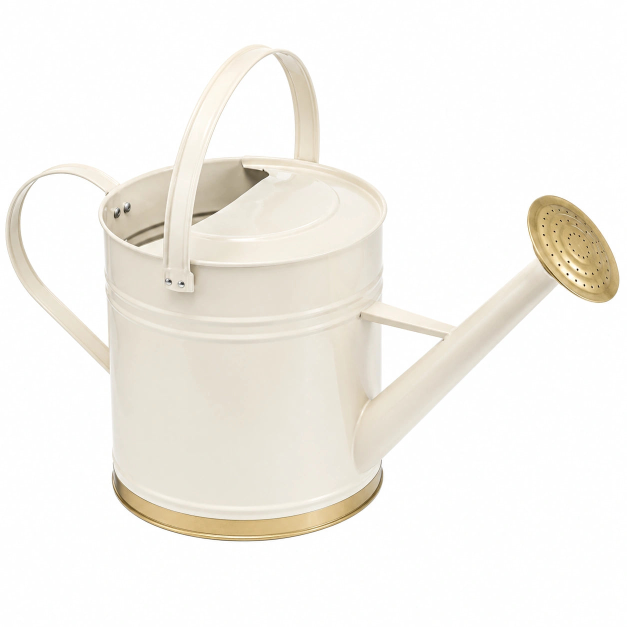 Arrosoir en métal 8 L crème avec pommeau en laiton