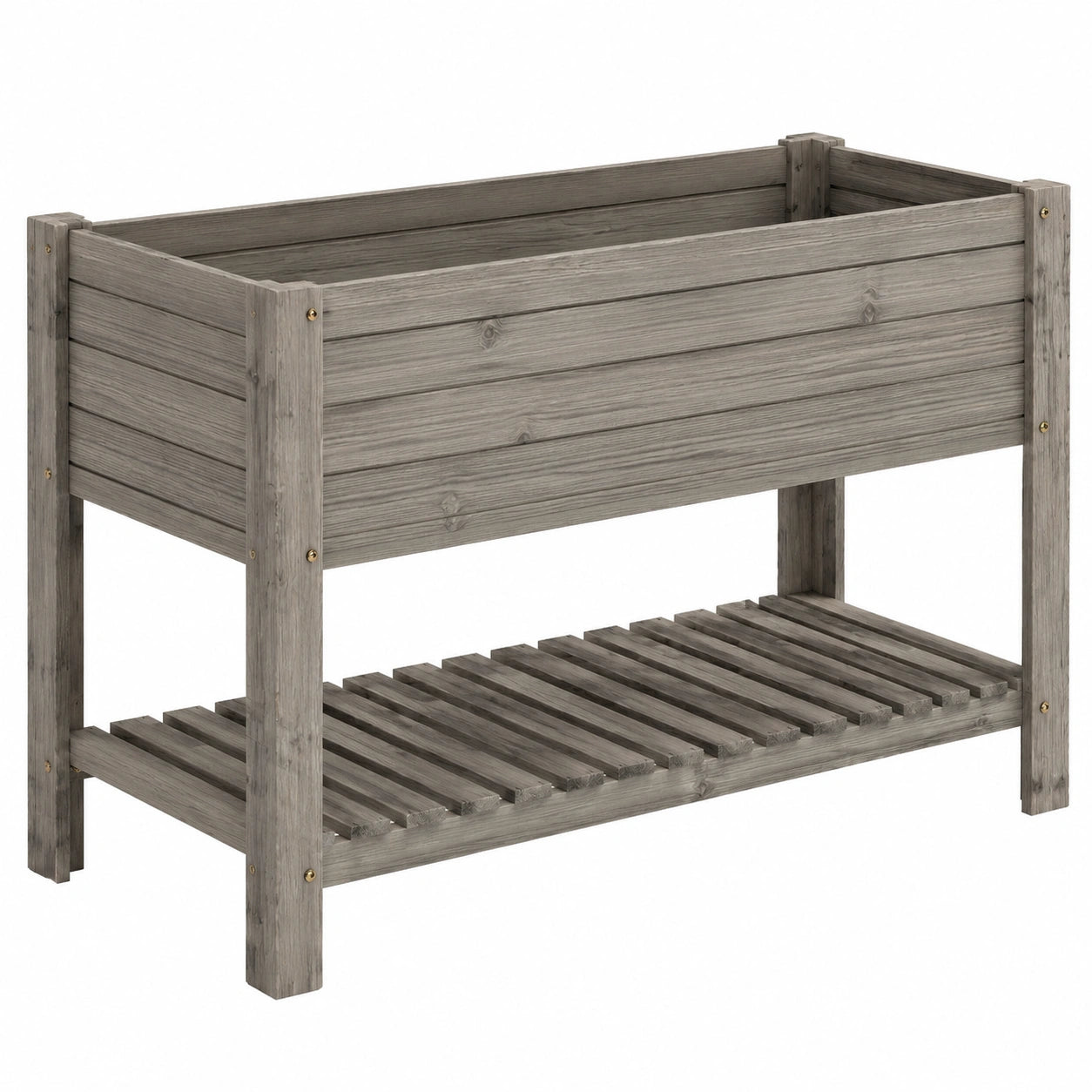 Jardinière surélevée avec étagère en bois 80x40x80 cm gris
