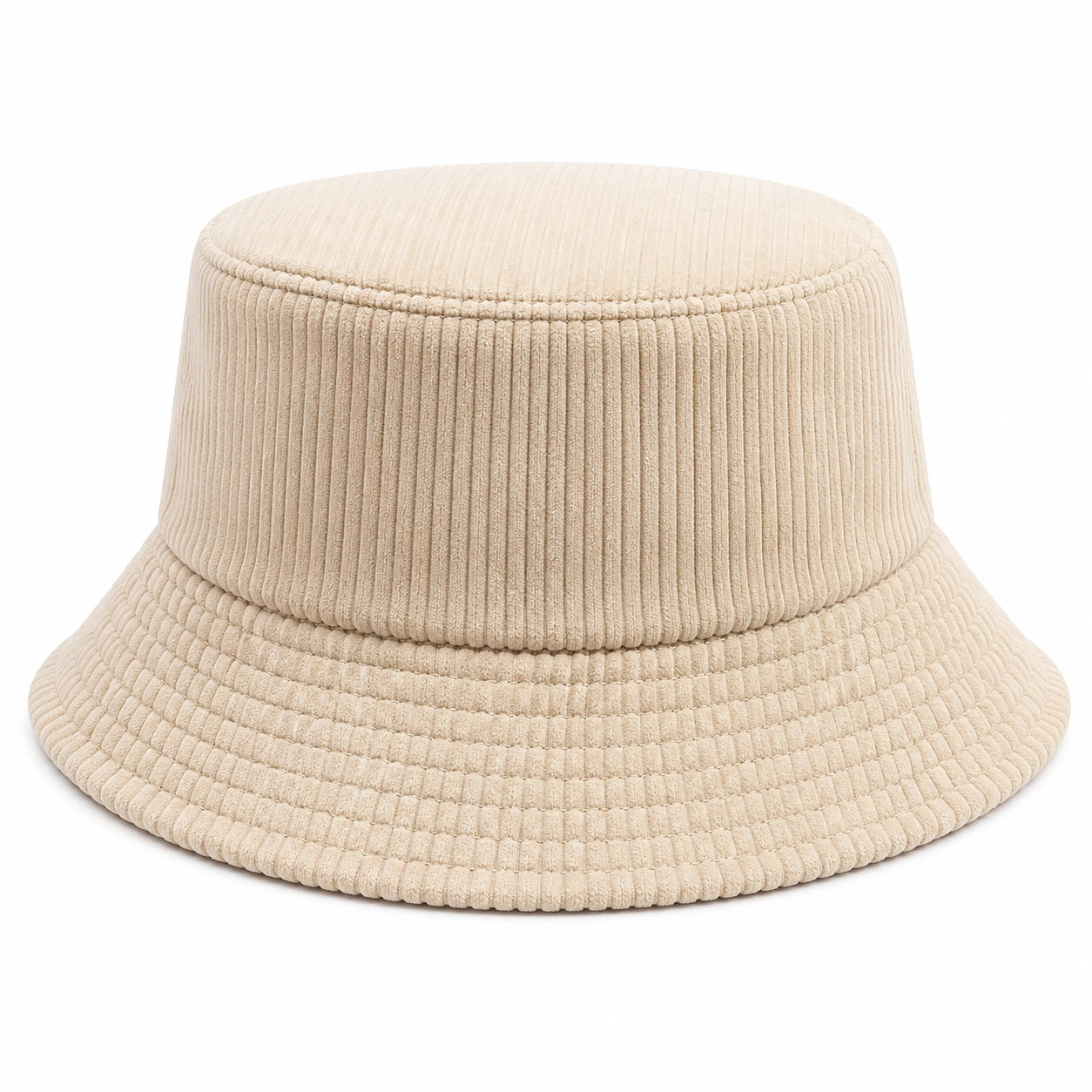 Chapeau Bob Beige en Velours Côtelé