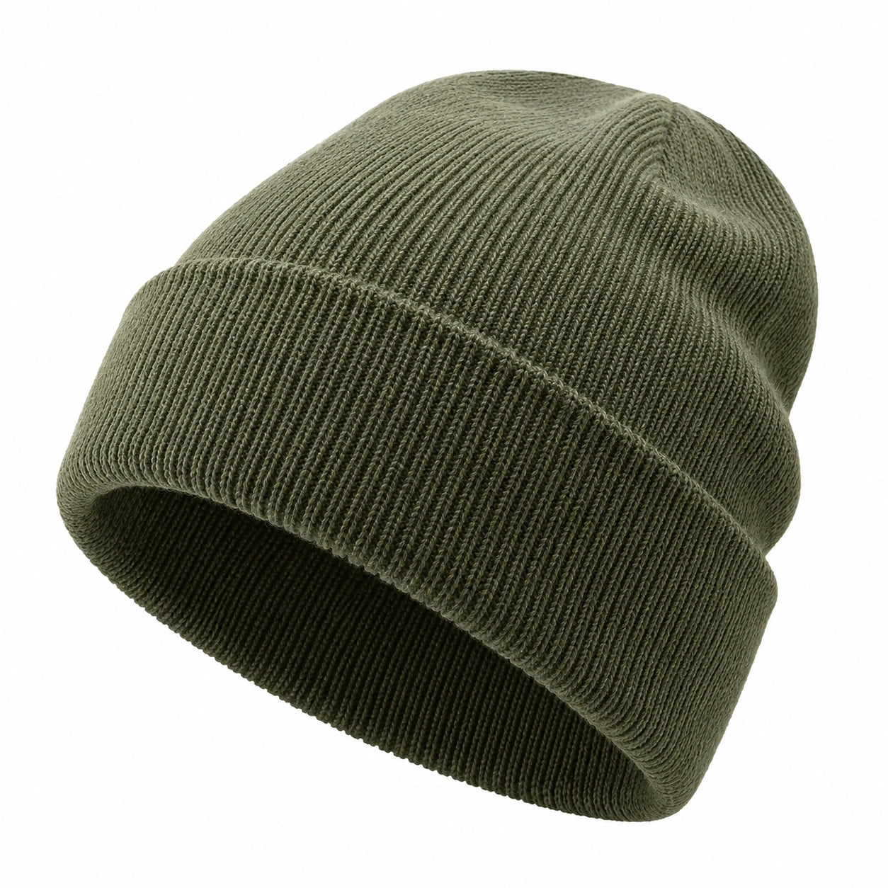 Bonnet tricoté chaud couleur olive pour adultes