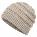 Bonnet tricoté côtelé beige pour adultes