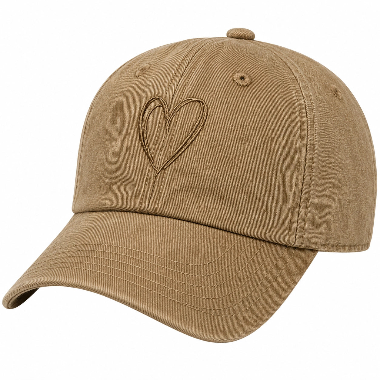 Casquette marron avec broderie cœur