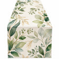 Chemin de table feuilles vertes et beiges 180x35cm