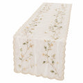Chemin de Table Brodé Motif Floral 180x45 cm Ivoire