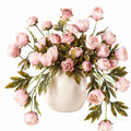 Bouquet de pivoines artificielles roses avec vase en céramique