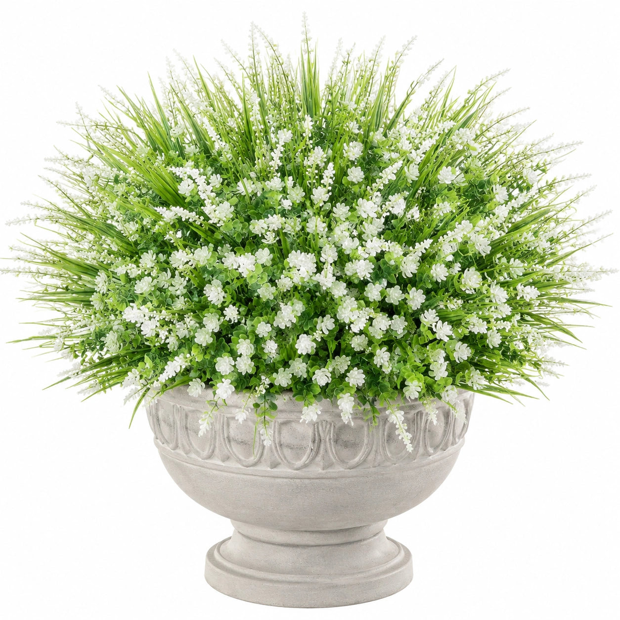 Plante décorative artificielle avec fleurs blanches, hauteur 45 cm