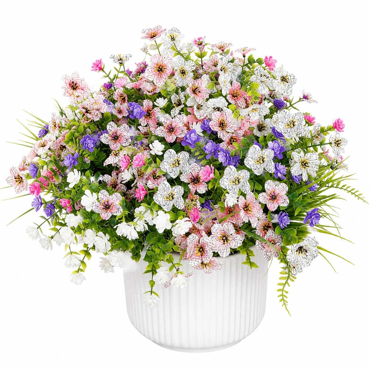 Arrangement Floral Artificiel Multicolore en Pot en Céramique